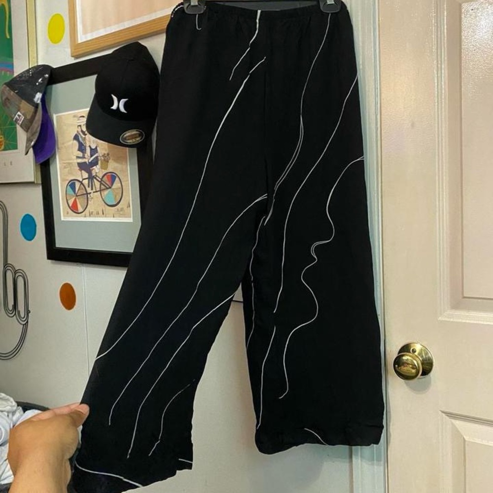 Dinah Black Pants with White Patterns
